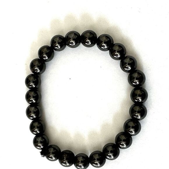 Hematite beaded stretchy bracelet - Picture 2 of 7